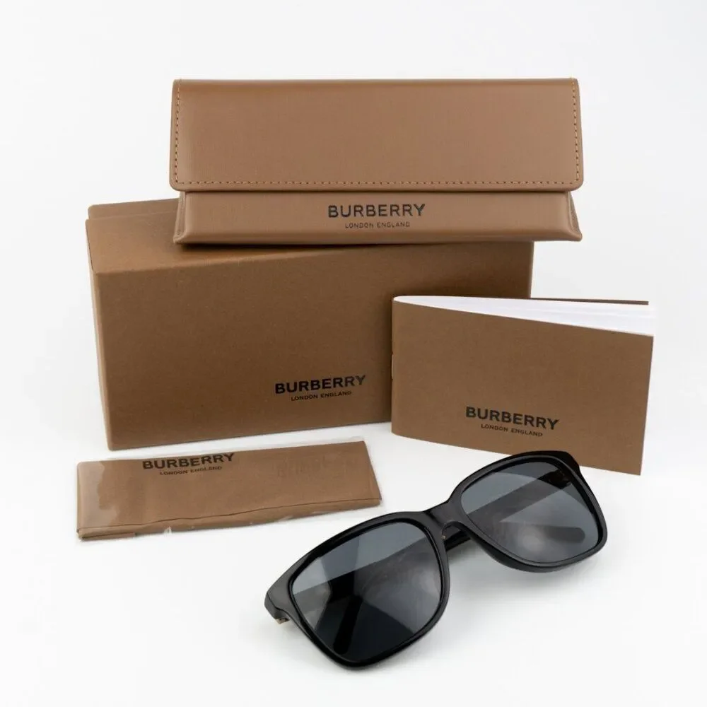 NEW Burberry BE4181 300187 Black Grey Square Unisex Sunglasses BE4181